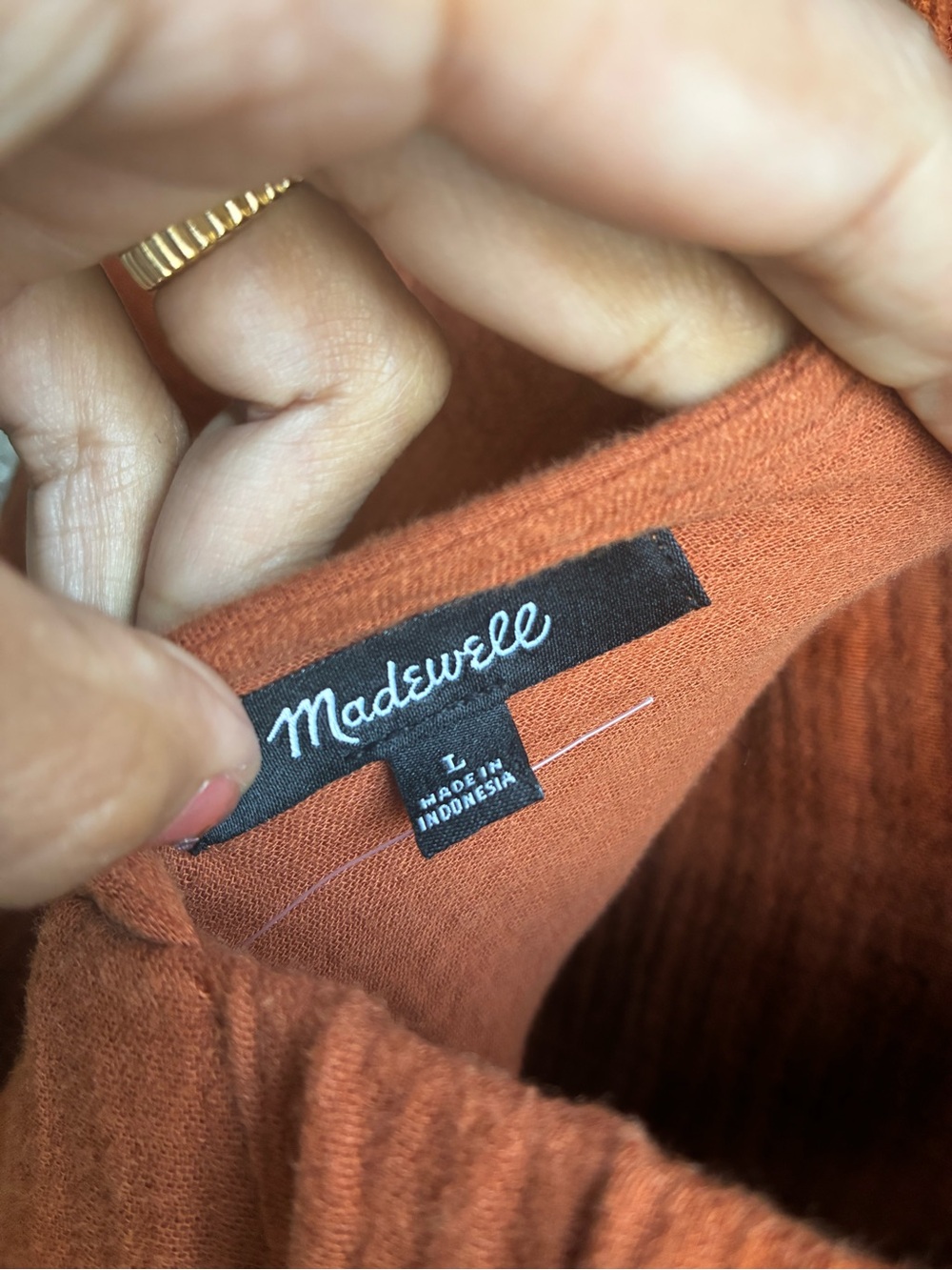 Madewell 100% Cotton Gauze Midi Dress Large Rust Orange Boho Cottagecore - Picture 8 of 9